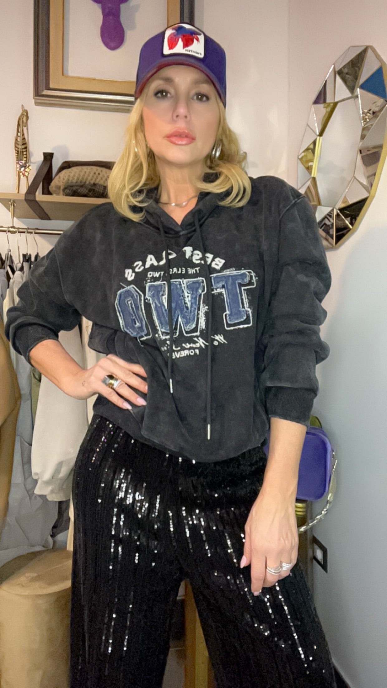 Pantaloni Paillettes Neri